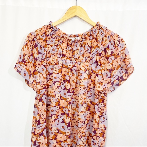 Madewell Smocked Mockneck Top in Floral Breeze - Picture 5 of 13